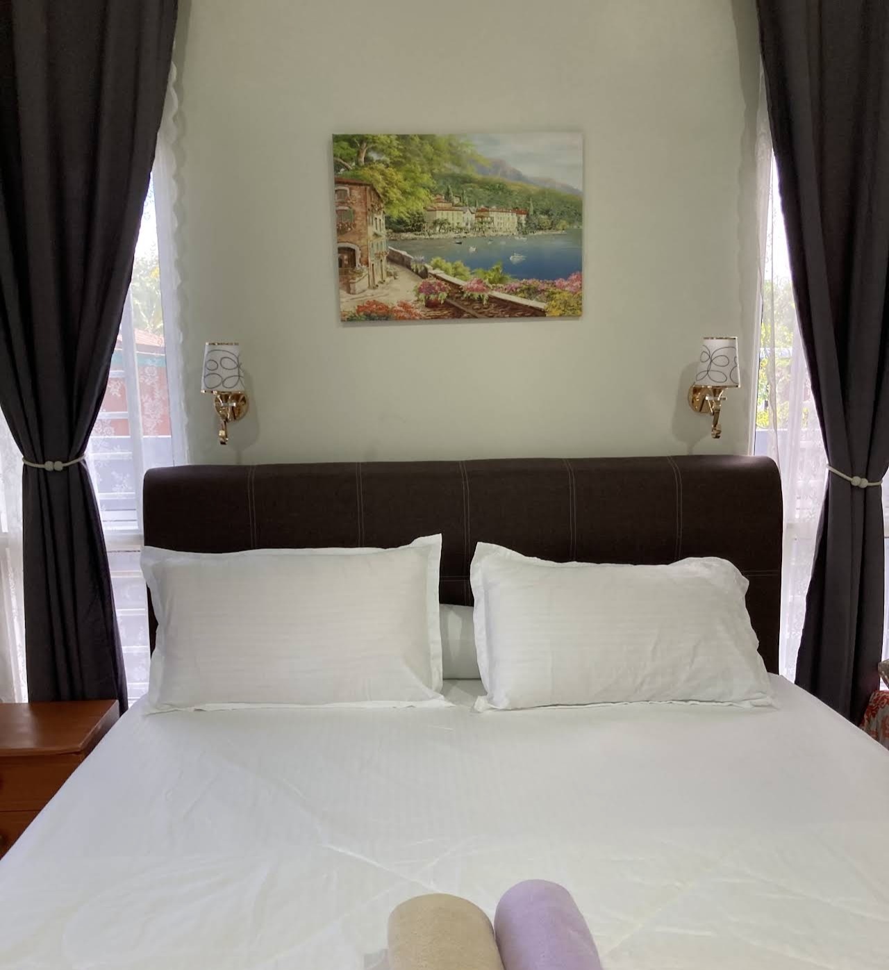 Master bedroom with crisp white linen