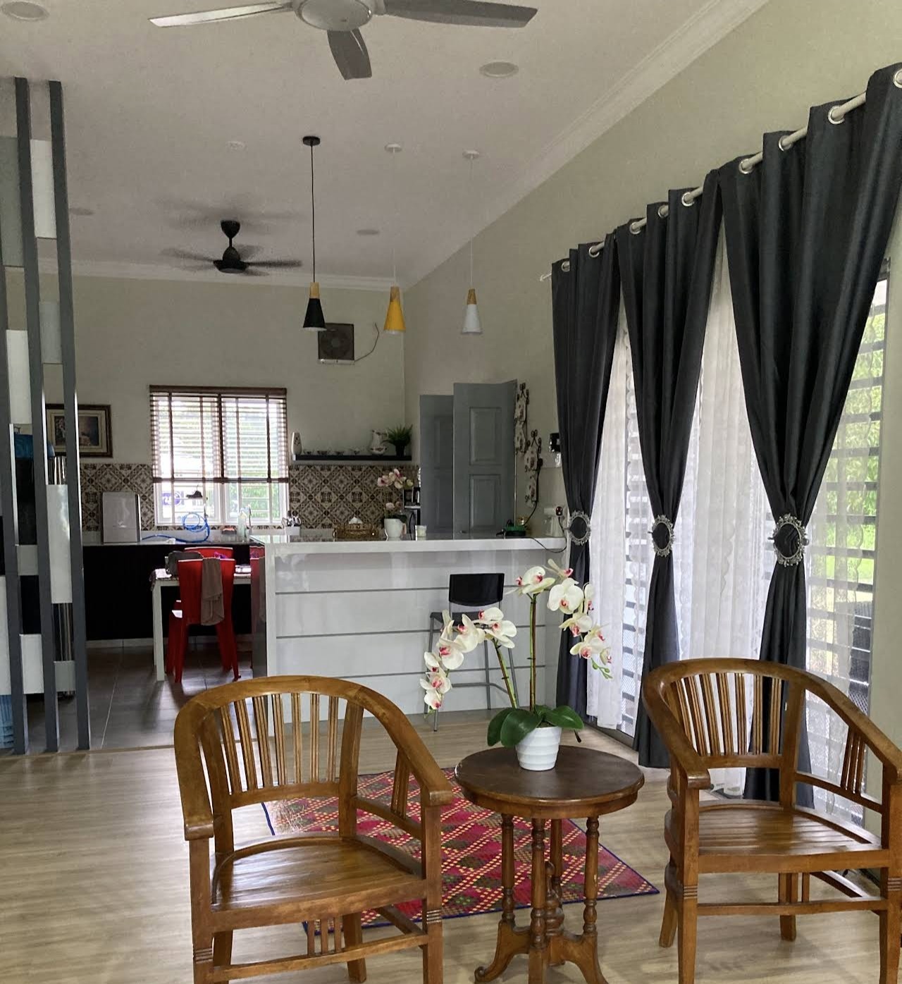 Open-concept living, dining, and kitchen area